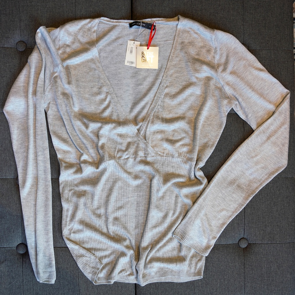 The LIMITED Gray V Neck Ribbed Sweater